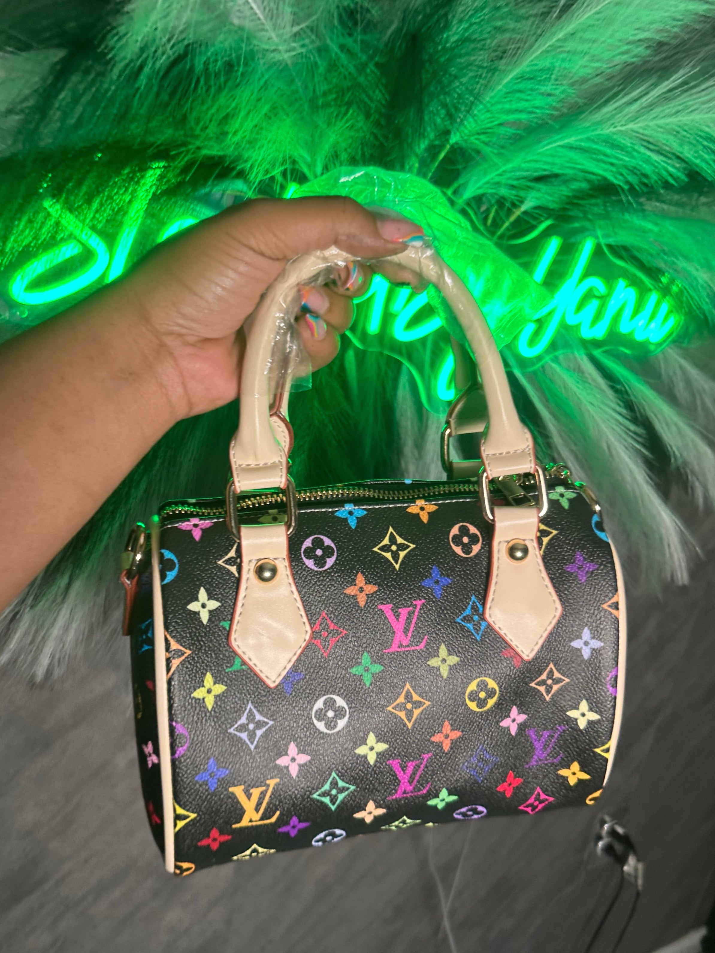 Black Monogram Printed Mini Speedy