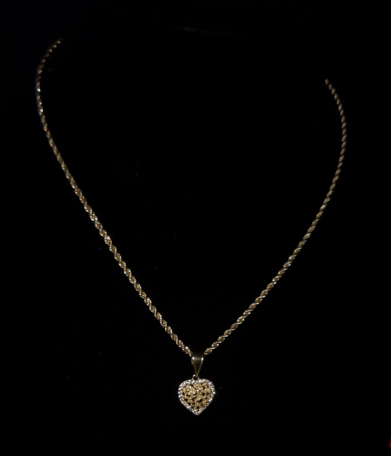 Heart Diamond Nugget Rope Necklace